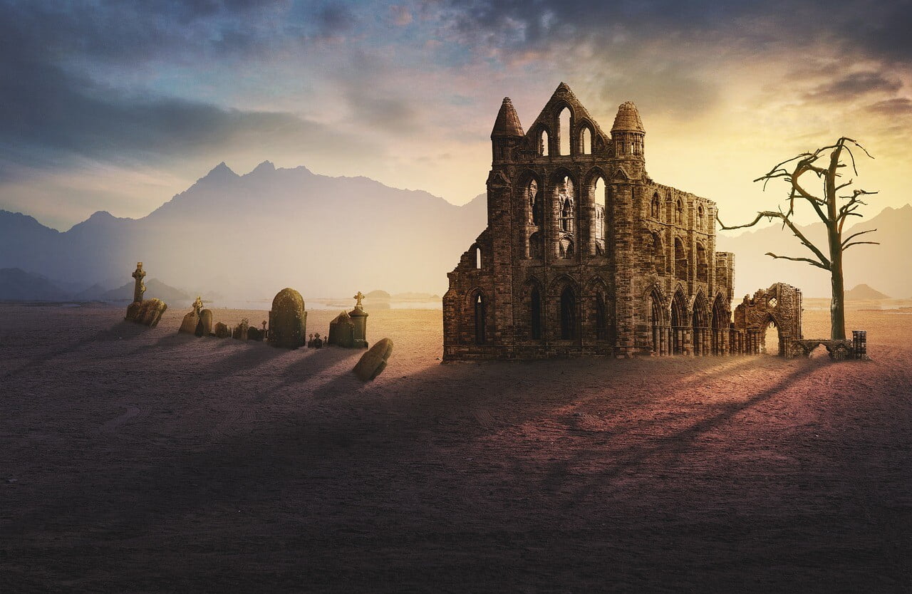 ruin, monastery, graves
