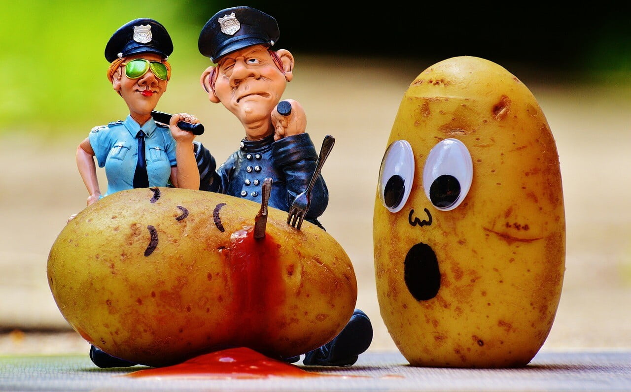 potatoes, murder, blood