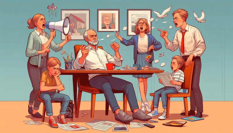 Ilustrácia príliš rozmaznaných dospelých, ktorí sa aj v plnoletosti a vo vedúcich funkciách správajú ako náročné deti.