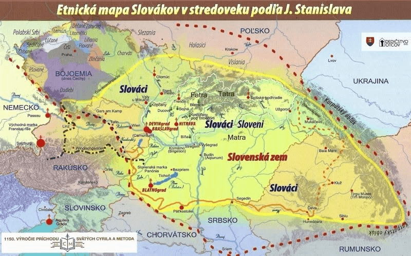 Stredoveká etnická mapa Slovákov a Slovenskej zeme.